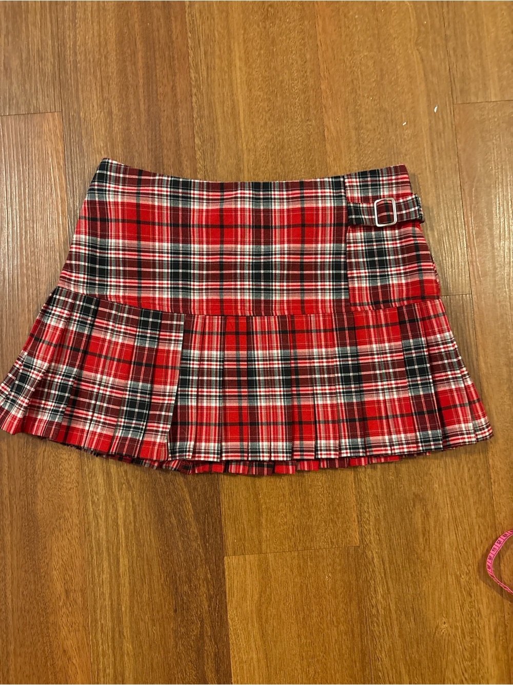 Charlotte Russe Red Plaid Pleated Mini Skirt with Buckle Y2K Clueless